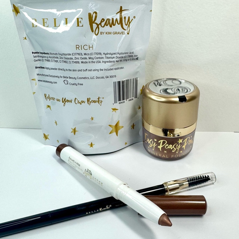 Belle Beauty Bundle By Kim Gravel - NWT Foundation, Brow Pencil & Shadow Stick